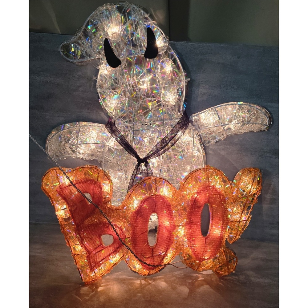 Celebrate It Halloween holographic Dimensional Lighting Ghost with Boo Decor 30"